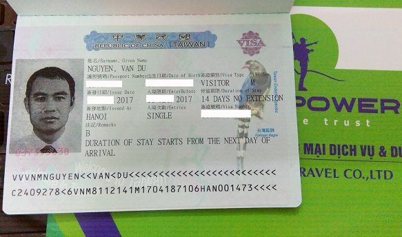 Chúc mừng visa Đài Loan 